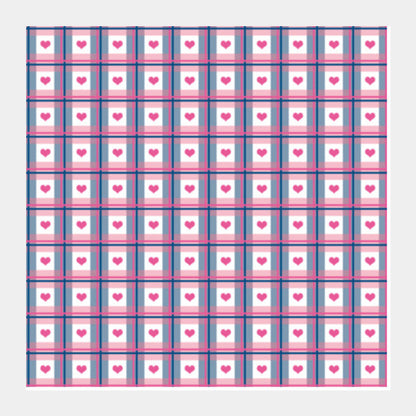 Square Art Prints, Cute Pink Hearts Plaid Checkered Love Pattern Square Art Prints
