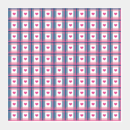 Square Art Prints, Cute Pink Hearts Plaid Checkered Love Pattern Square Art Prints