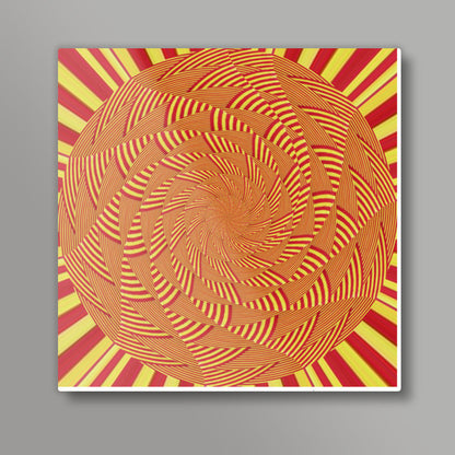 Red Yellow Circular Geometric Ethnic Ornamental Indian Abstract Background Design Square Art Prints