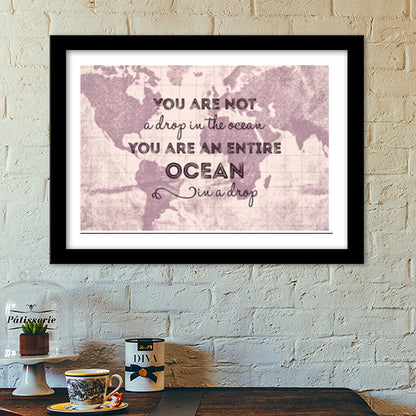 Motivational Quote World Map Premium Italian Wooden Frames