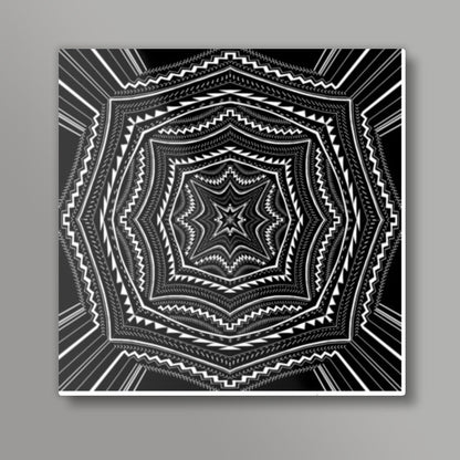 Black And White Abstract Digital Illustration Psychedelic Art Background Square Art Prints