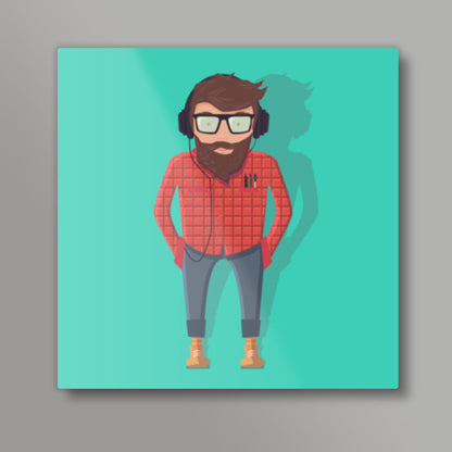 Hipster Guy Square Art Prints