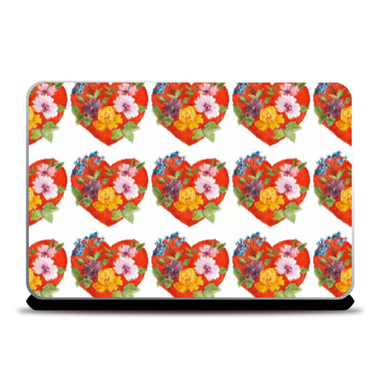 Laptop Skins, Floral Heart Pattern Laptop Skin