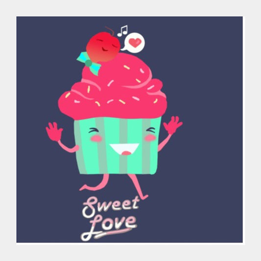 Square Art Prints, Sweet Love Cupcake Square Art