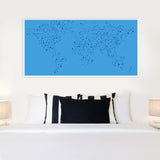 Blue Connected World Map Door Poster