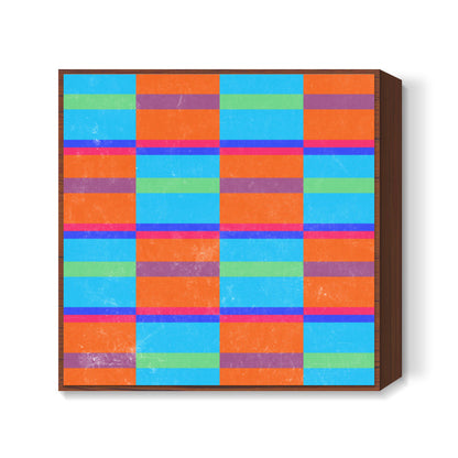 Evermore | Orange Cyan | Geometric Pattern Square Art Prints