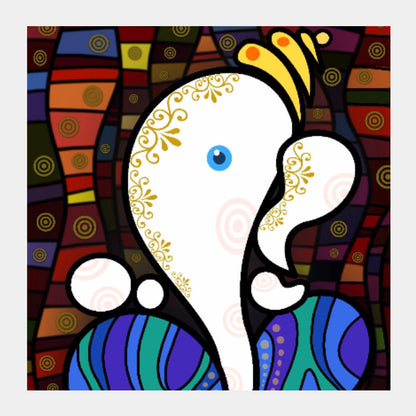 Square Art Prints, Ganesha Square Art | Raviraj Kumbhar, - PosterGully