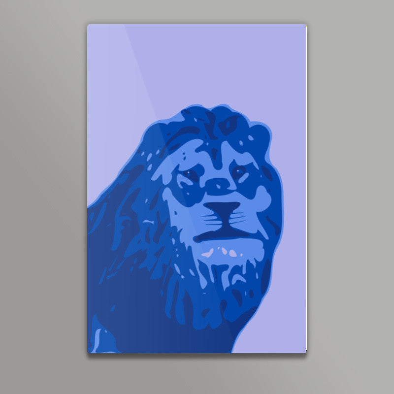 Abstract Lion Blue Wall Art