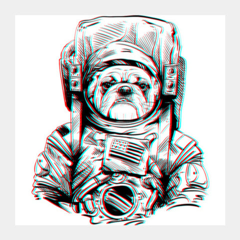 3D Space Dog Square Art Prints PosterGully Specials