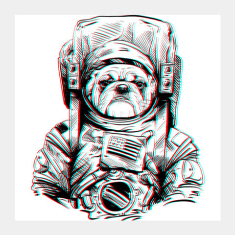 3D Space Dog Square Art Prints