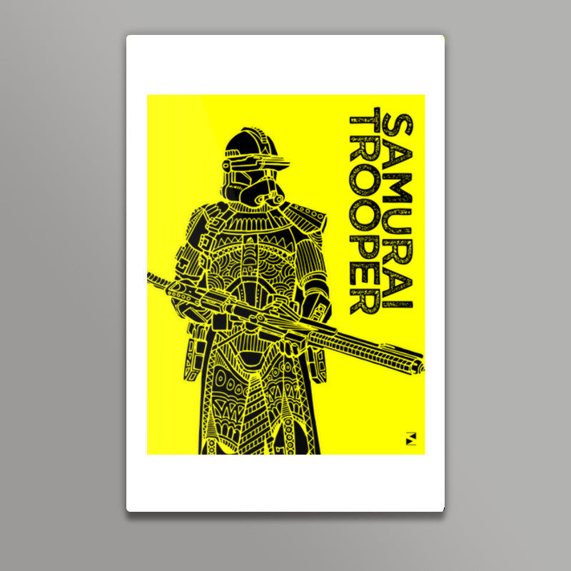 Samurai Trooper- Star Wars inspired  original art - yellow and black Wall Art