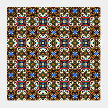 Trendy Kaleidoscope Geometric Floral Pattern Square Art Prints