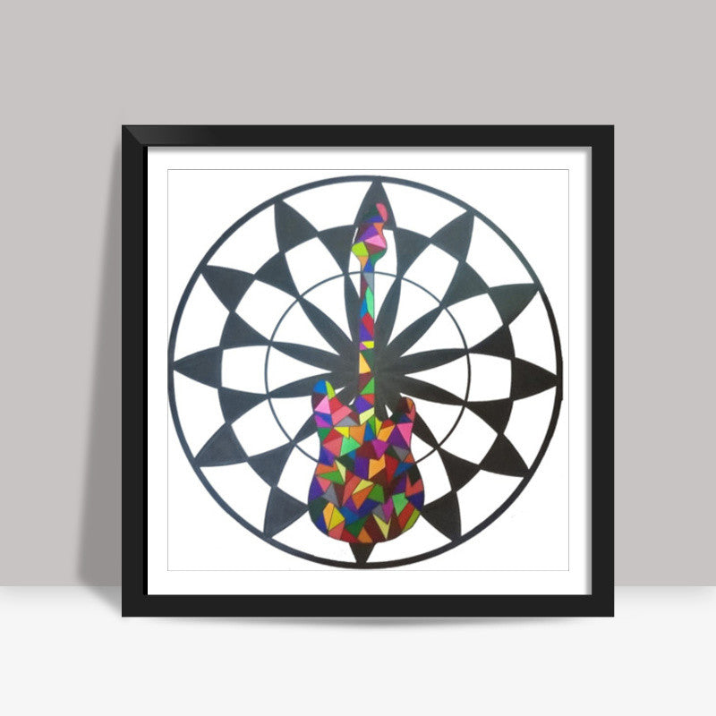 Floral Guitar Square Art Print | Geometric | Triangle