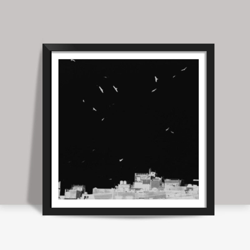 Negative Birds Square Art Prints