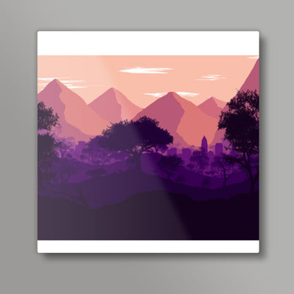 LAVENDER LANDSCAPE Square Art Prints