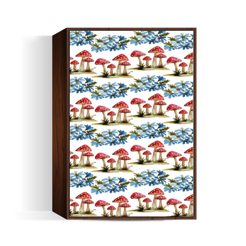 Mushrooms And Flowers Painted Pattern Wall Art