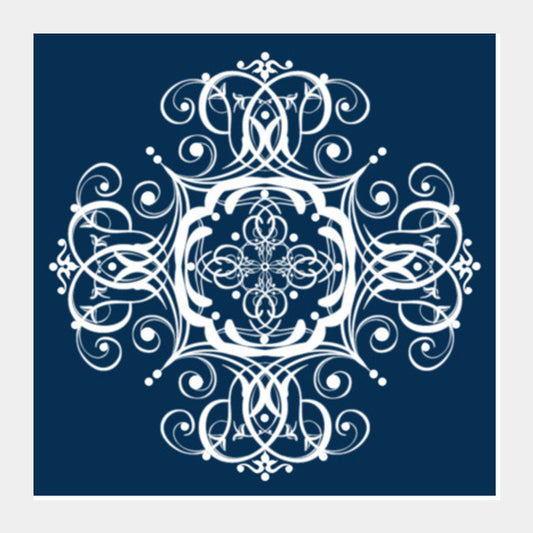 Square Art Prints, Blue Ornamental Decorative Design  Square Art Prints