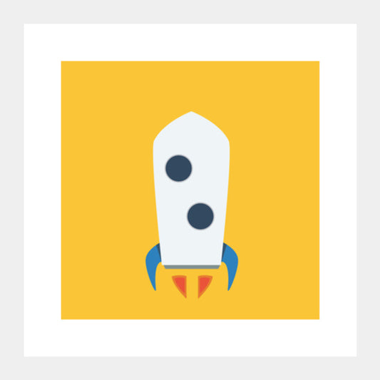 Flat Rocket Poster Square Art Prints