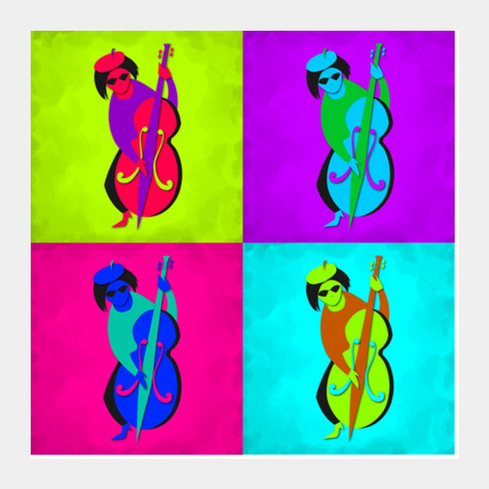 Jazz Man - Double Bass Square Art Prints