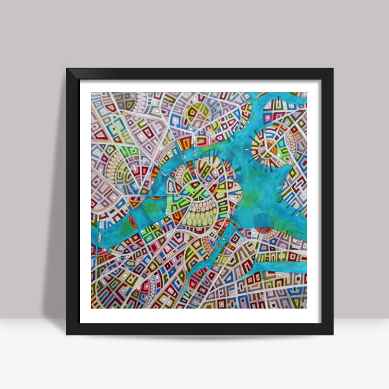 imaginary map of boston Square Art Prints