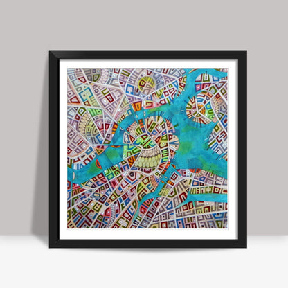 imaginary map of boston Square Art Prints