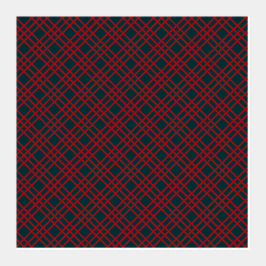 Red and Blue Checks Square Art Prints