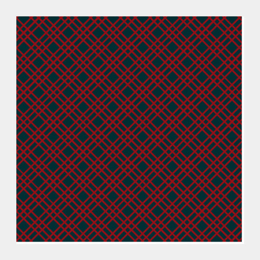Red and Blue Checks Square Art Prints