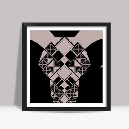 Capricorn symbol, Bull, Geometrical shapes, Black and white Square Art Prints Design Square Art Prints