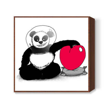 Pandas Street Hearts Corner Square Art Prints