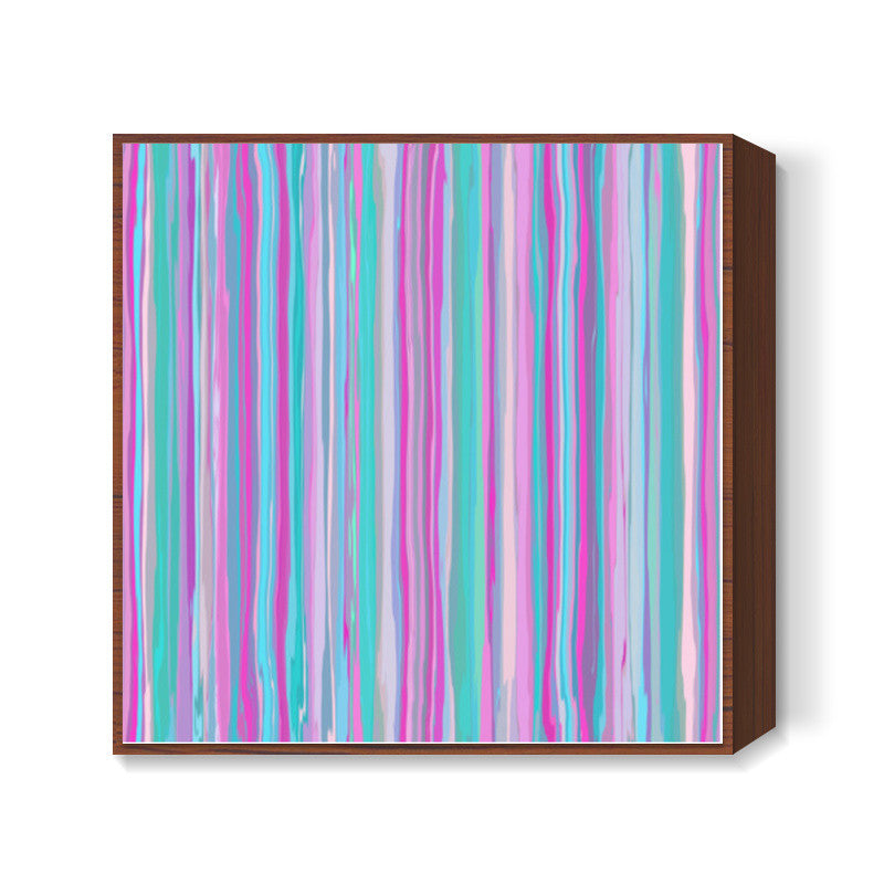 Blue And Pink Vertical Lines Striped Abstract Background   Square Art Prints