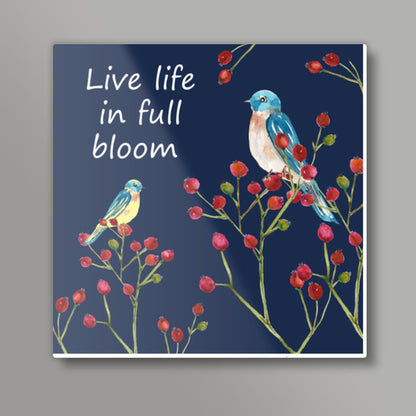 Winter Berries And Birds Nature Typography Poster Square Art Prints