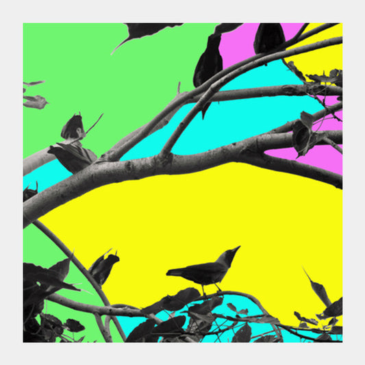 Birdies in Color Square Art Prints