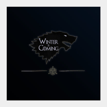 Winter is Coming Direwolf (Blue BG) Square Art Prints