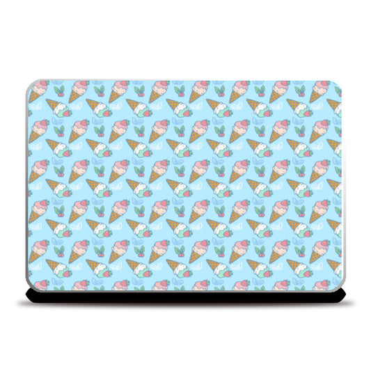 ice cream pattern blue Laptop Skins