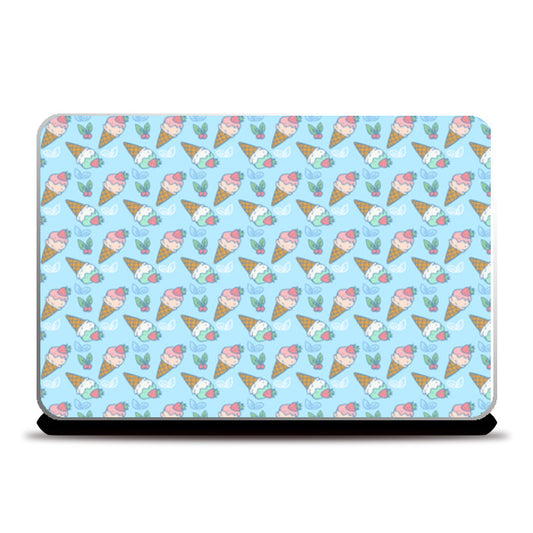 ice cream pattern blue Laptop Skins