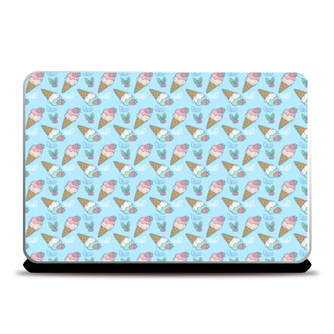 ice cream pattern blue Laptop Skins