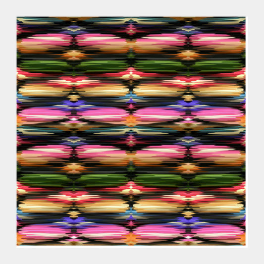 Colorful Vector Ikat Ethnic Design Pattern Background Square Art Prints