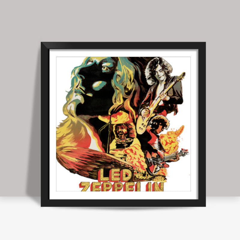 Zeppelin on Fire Square Art Prints