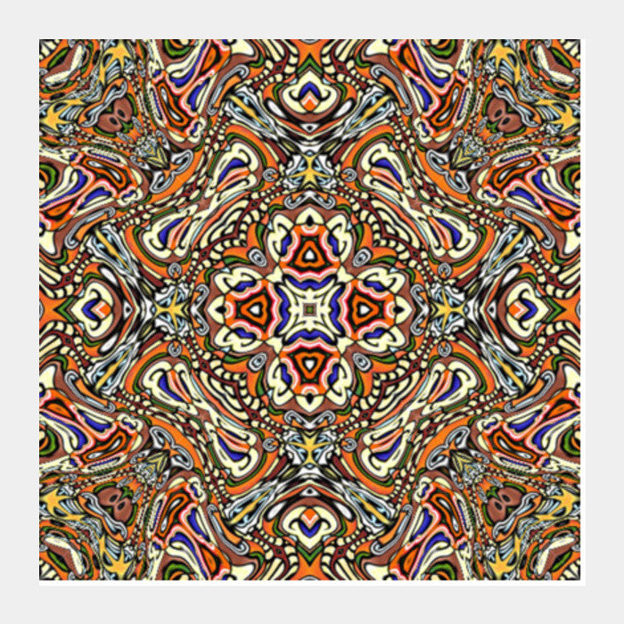 Colorful Abstract Folk Art Ornamental Background Design Square Art Prints