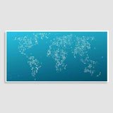 Blue & White World Map Door Poster