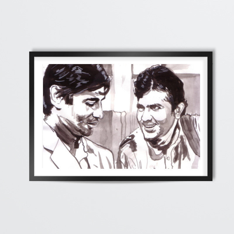 Superstars Amitabh Bachchan and Rajesh Khanna are Babumoshai and Anand in Hrishikesh Mukherjees classic Anand Wall Art