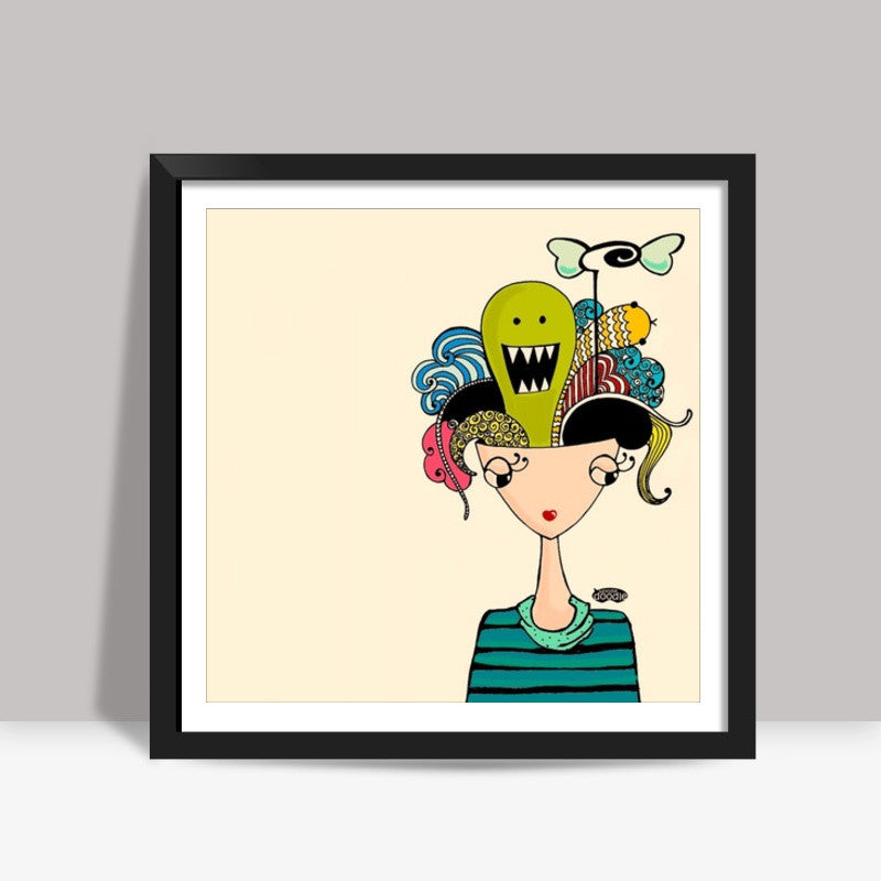 A thoughtful mind Square Art Prints