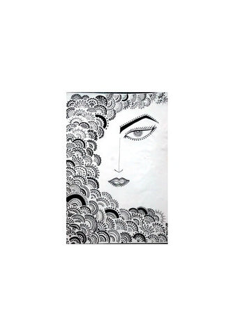 the wave of feeling,black and white,intricate freehand design Wall Art