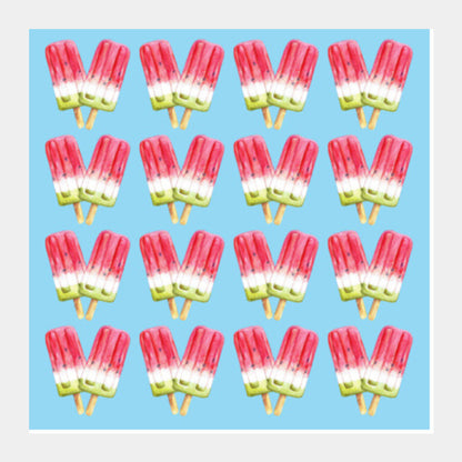 Watercolor Popsicles Summer Ice Cream Candy Background Pattern Square Art Prints