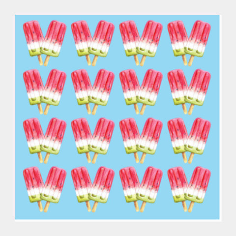 Watercolor Popsicles Summer Ice Cream Candy Background Pattern Square Art Prints PosterGully Specials