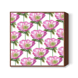 Pink Anemone Poppy Floral Pattern Botanical Background Illustration Square Art Prints