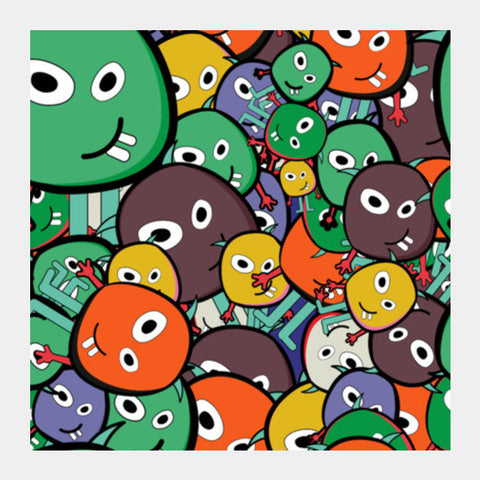 Colorful Monster Faces Doodle Square Art Prints PosterGully Specials