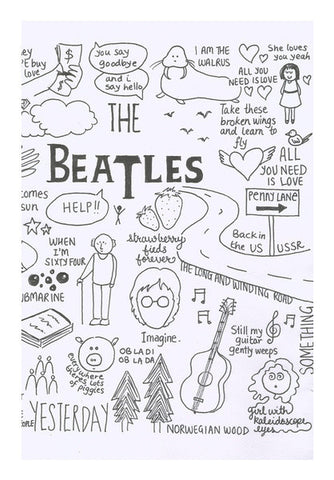 Wall Art, Beatles doodle b&w Wall Art