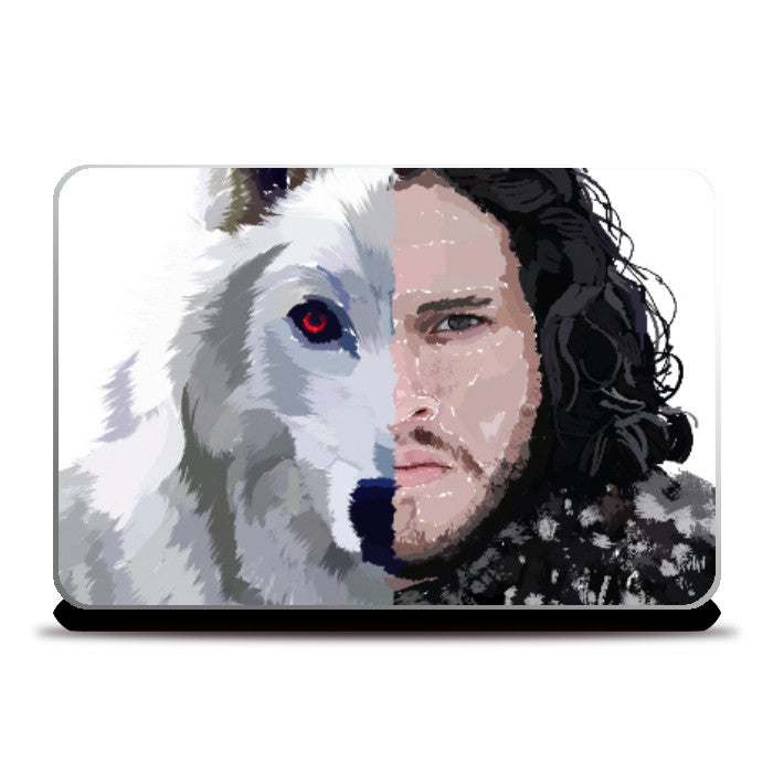 Laptop Skins, Jon Snow and Ghost captioned Laptop Skin