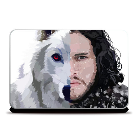 Laptop Skins, Jon Snow and Ghost captioned Laptop Skin